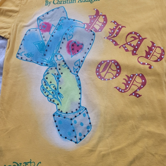 Y2K DON ED HARDY by Christian Audigier Yellow Tee Men Large - Picture 7 of 8